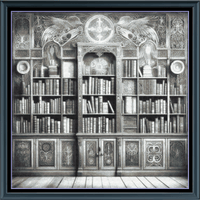 Thumbnail for Stitching Jules Design Cross Stitch Pattern Spooky Library Vintage Greyscale Full Coverage Large Counted Cross Stitch Pattern (Digital Download)