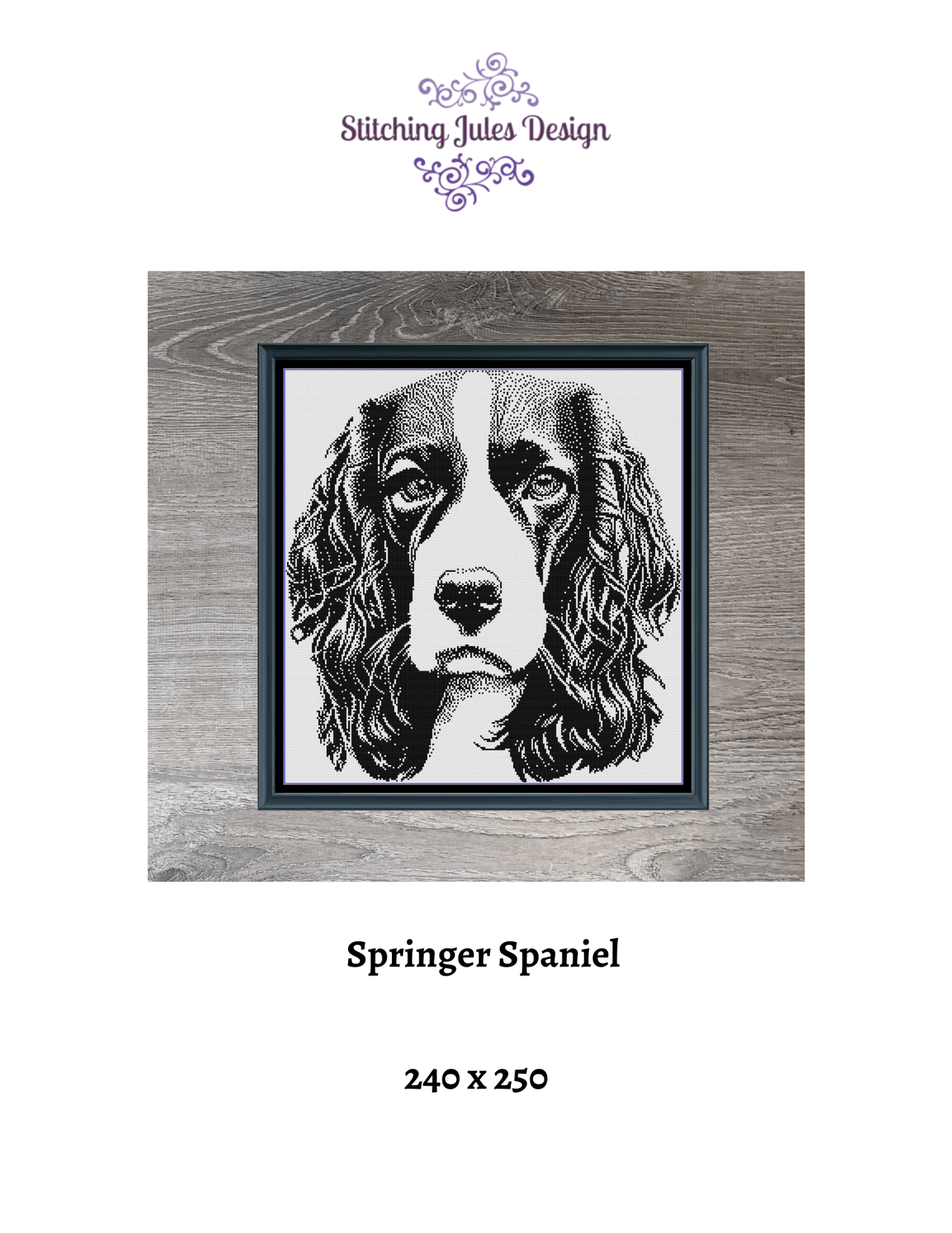 Springer Spaniel Pattern Springer Spaniel Dog Monochrome Counted Cross-Stitch Pattern | Instant ...