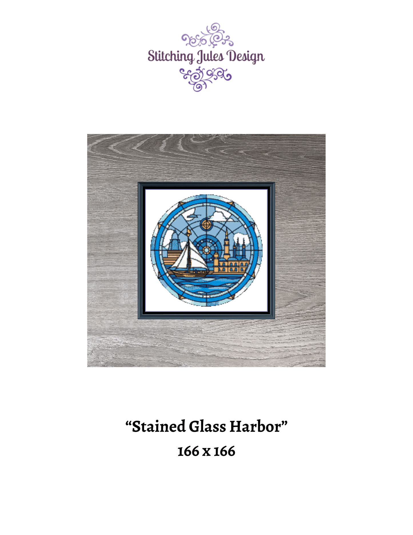 Stitching Jules Design Cross Stitch Pattern Stained Glass Harbor Lighthouse Nautical Circular Counted Cross Stitch Pattern Digital Download