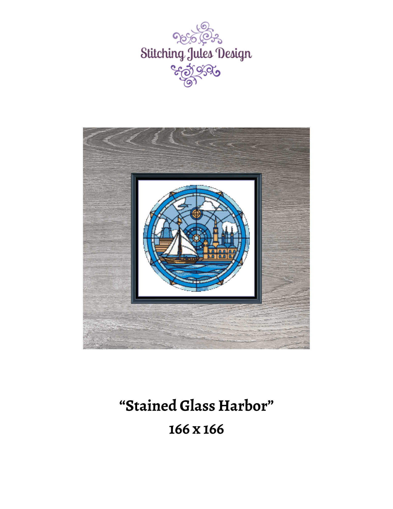 Stitching Jules Design Cross Stitch Pattern Stained Glass Harbor Lighthouse Nautical Circular Counted Cross Stitch Pattern Digital Download