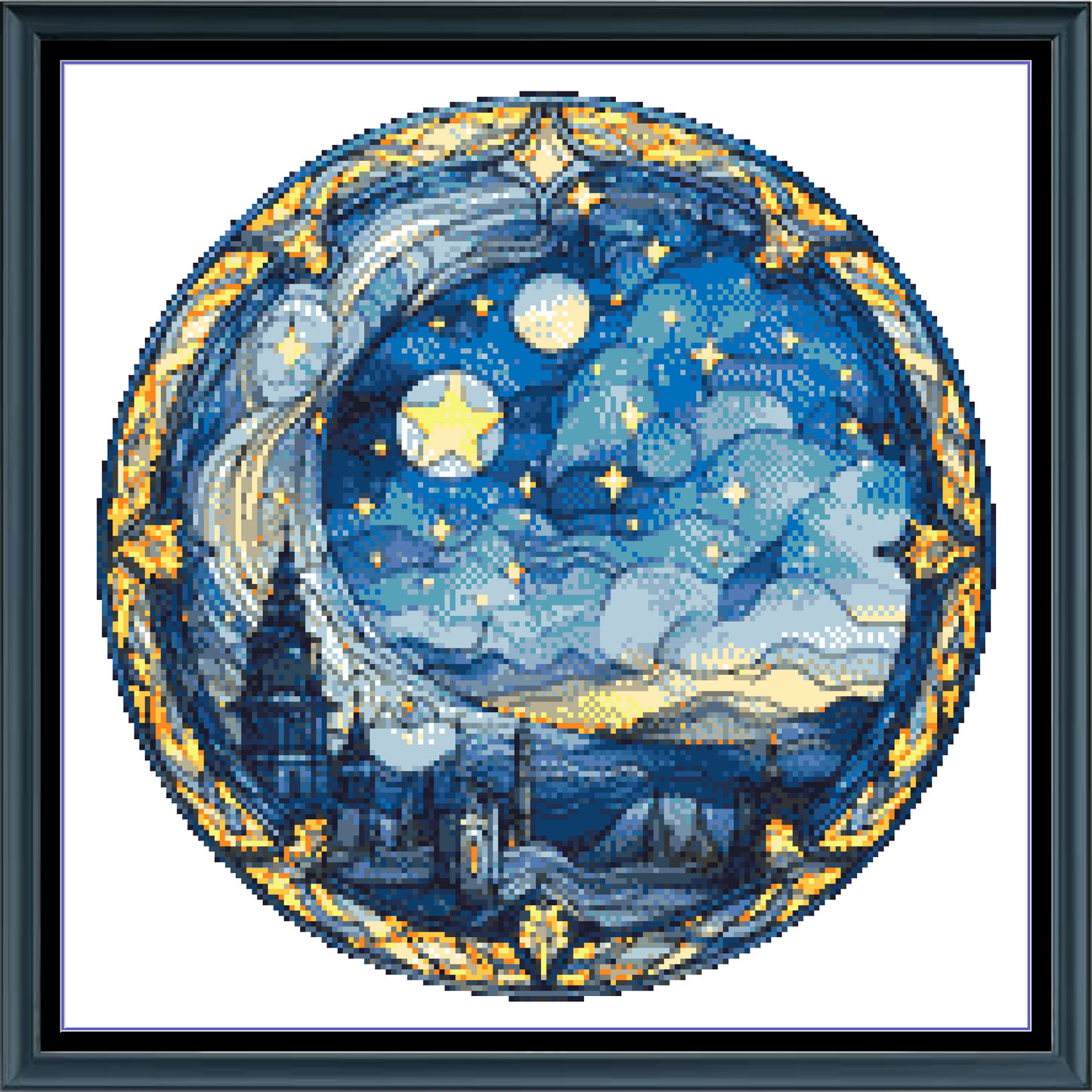 Stitching Jules Design Cross Stitch Pattern Stained Glass Starry Night Castle Counted Cross Stitch Pattern Digital Download