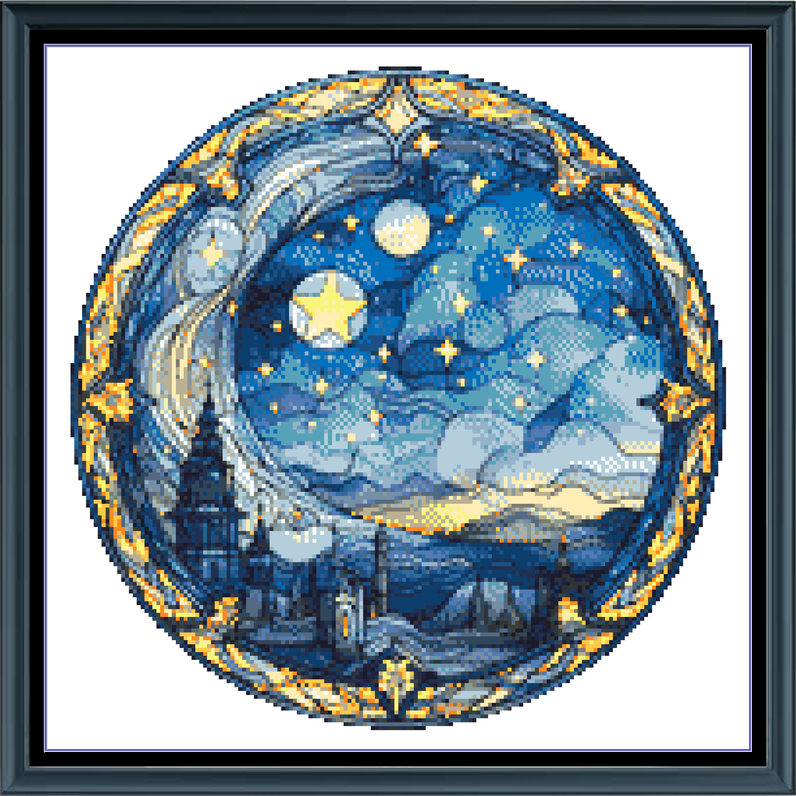 Stitching Jules Design Cross Stitch Pattern Stained Glass Starry Night Castle Counted Cross Stitch Pattern Digital Download