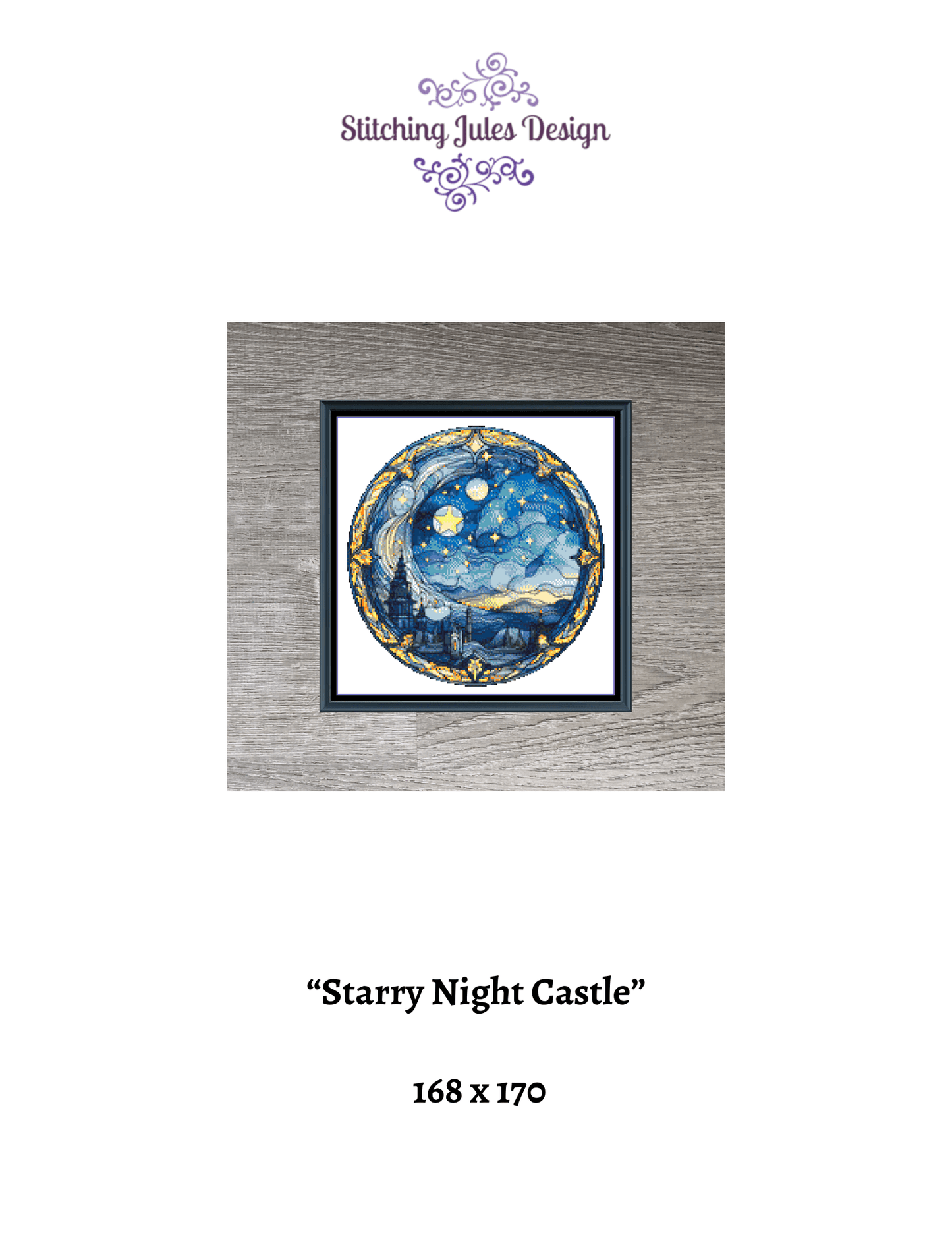 Stitching Jules Design Cross Stitch Pattern Stained Glass Starry Night Castle Counted Cross Stitch Pattern Digital Download