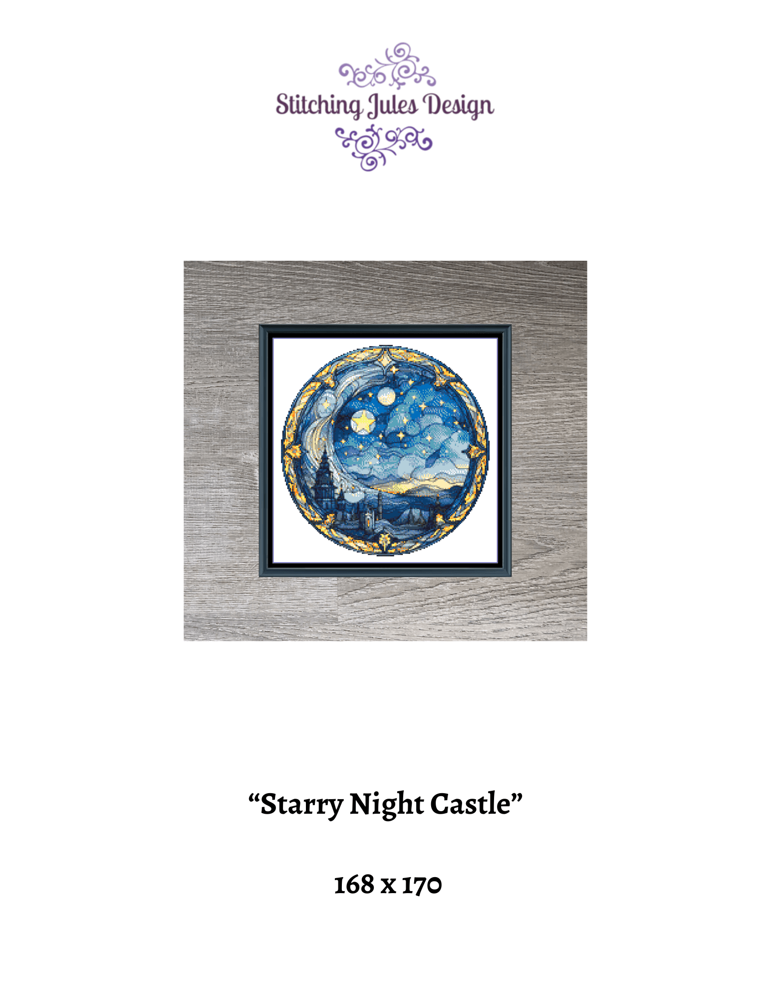 Stitching Jules Design Cross Stitch Pattern Stained Glass Starry Night Castle Counted Cross Stitch Pattern Digital Download