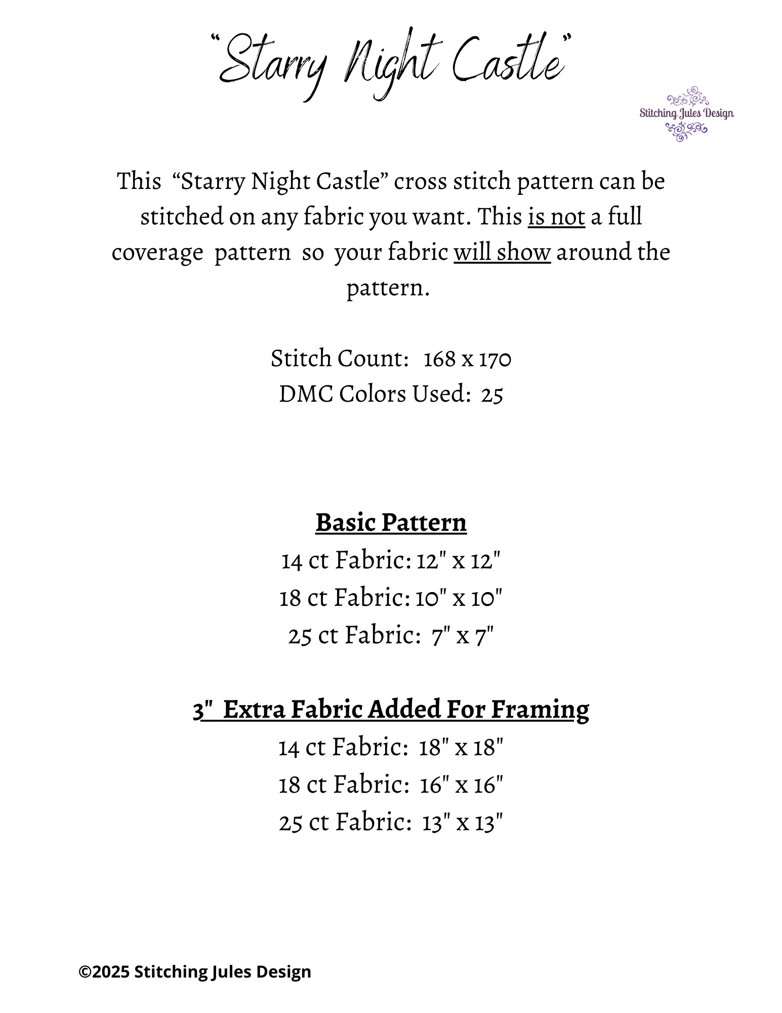 Stitching Jules Design Cross Stitch Pattern Stained Glass Starry Night Castle Counted Cross Stitch Pattern Digital Download