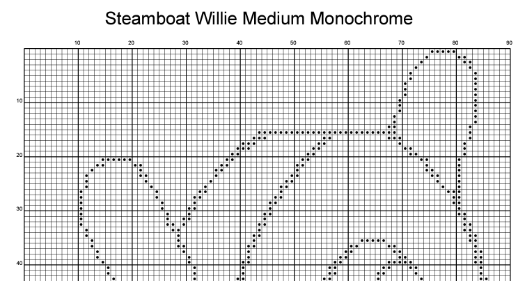 Stitching Jules Design Cross Stitch Pattern Steamboat Willie Monochrome Counted Cross-Stitch Pattern | Instant Download PDF