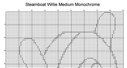 Stitching Jules Design Cross Stitch Pattern Steamboat Willie Monochrome Counted Cross-Stitch Pattern | Instant Download PDF