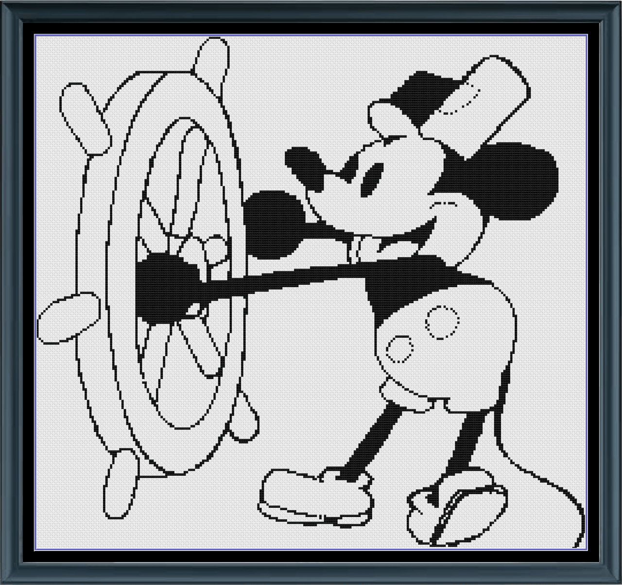 Stitching Jules Design Cross Stitch Pattern Steamboat Willie Monochrome Counted Cross-Stitch Pattern | Instant Download PDF