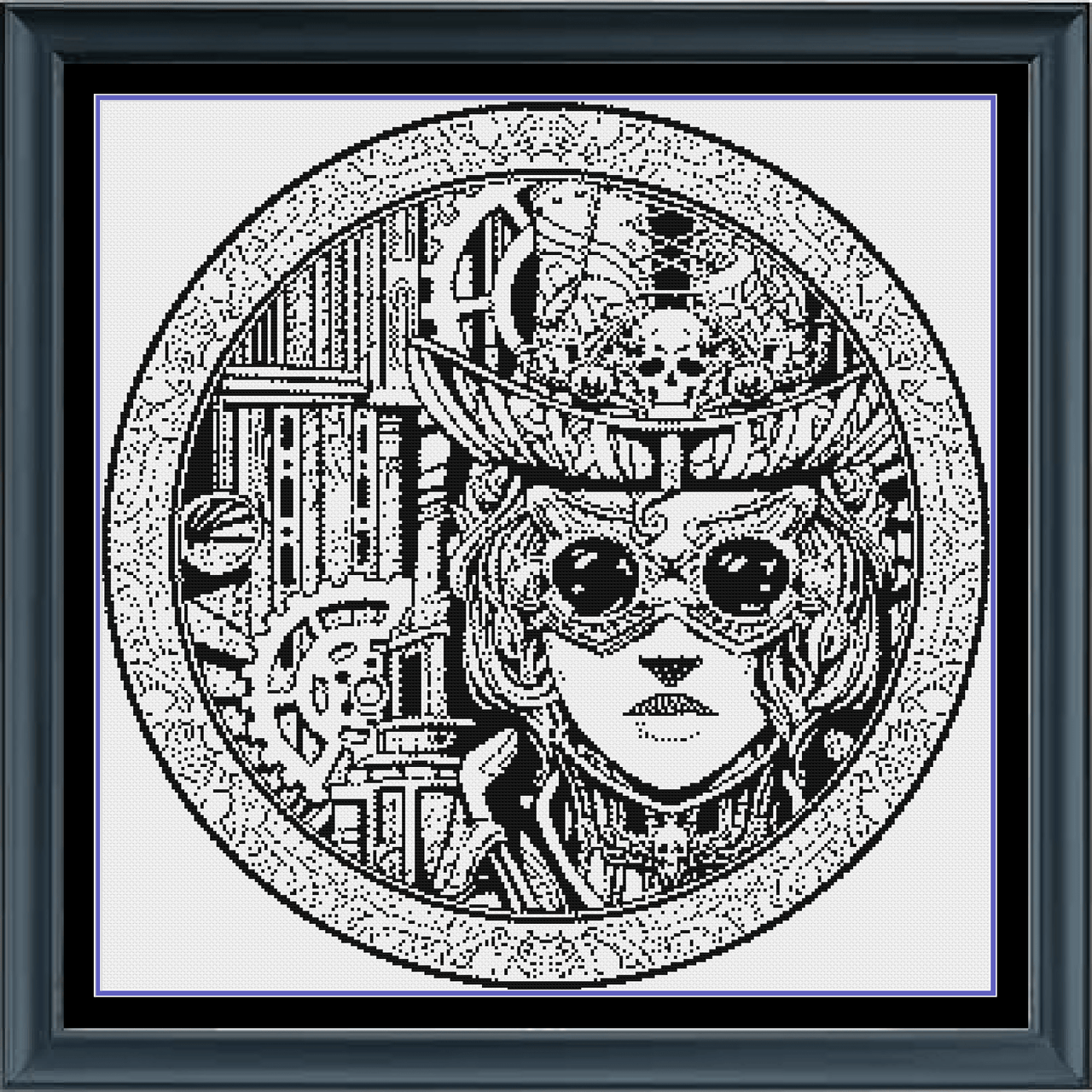 Stitching Jules Design Cross Stitch Pattern Steampunk character monochrome