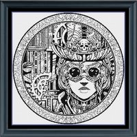 Thumbnail for Stitching Jules Design Cross Stitch Pattern Steampunk character monochrome