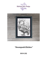 Thumbnail for Stitching Jules Design Cross Stitch Pattern Steampunk Chicken Counted Cross Stitch Pattern | Monochrome | Instant Download PDF
