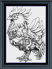 Thumbnail for Stitching Jules Design Cross Stitch Pattern Steampunk Chicken Counted Cross Stitch Pattern | Monochrome | Instant Download PDF