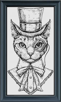 Thumbnail for Stitching Jules Design Cross Stitch Pattern Instant PDF Download - $10 Steampunk Cross Stitch Pattern | Cat Cross Stitch Pattern | Blackwork | Instant PDF Download And Physical Pattern Options