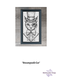 Thumbnail for Stitching Jules Design Cross Stitch Pattern Steampunk Cross Stitch Pattern | Cat Cross Stitch Pattern | Blackwork | Instant PDF Download And Physical Pattern Options