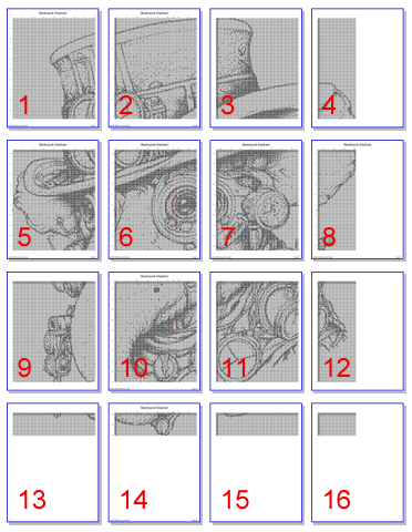 Stitching Jules Design Cross Stitch Pattern Steampunk Elephant Counted Cross Stitch Pattern | Monochrome | Instant Download PDF
