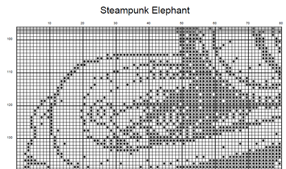 Stitching Jules Design Cross Stitch Pattern Steampunk Elephant Counted Cross Stitch Pattern | Monochrome | Instant Download PDF