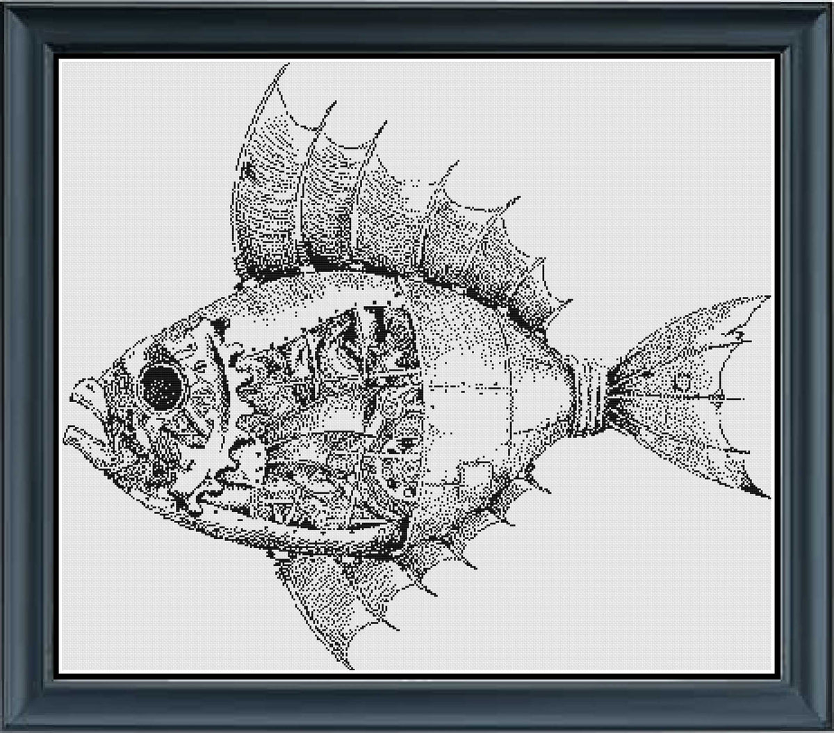Stitching Jules Design Cross Stitch Pattern Steampunk Fish Monochrome Cross Stitch Pattern Instant PDF Download