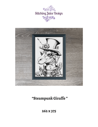 Stitching Jules Design Cross Stitch Pattern Steampunk Giraffe Counted Cross Stitch Pattern | Cool Cross Stitch | Monochrome Blackwork | Instant Download PDF