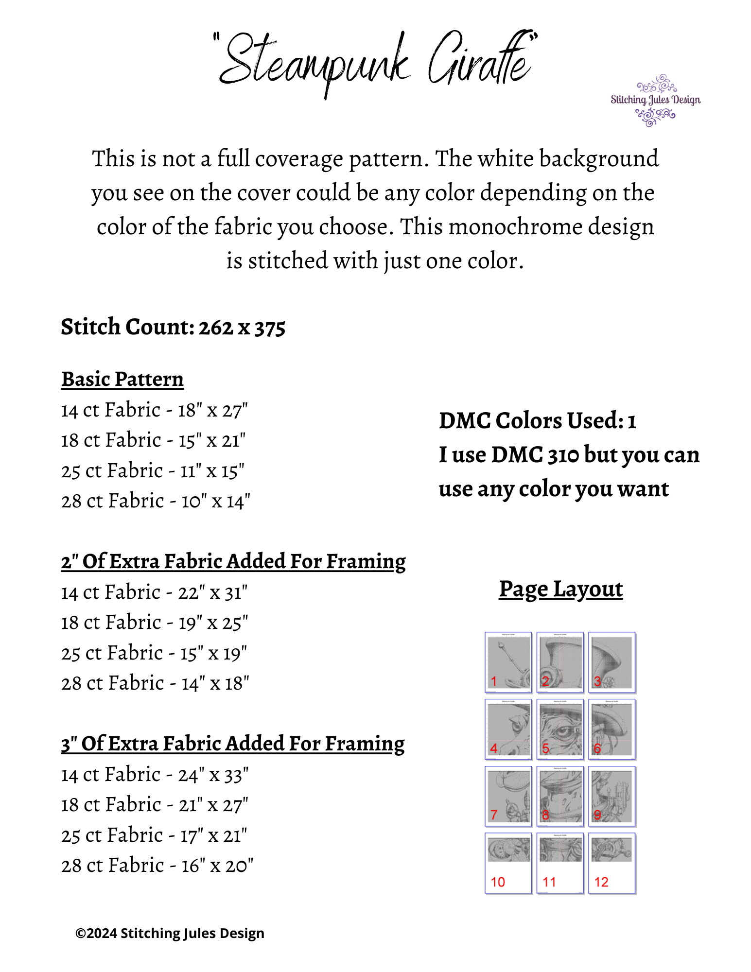 Stitching Jules Design Cross Stitch Pattern Steampunk Giraffe Counted Cross Stitch Pattern | Cool Cross Stitch | Monochrome Blackwork | Instant Download PDF