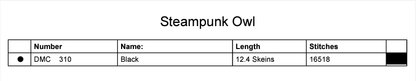 Stitching Jules Design Cross Stitch Pattern Steampunk Monochrome Owl Counted Cross Stitch Pattern | Instant Download PDF