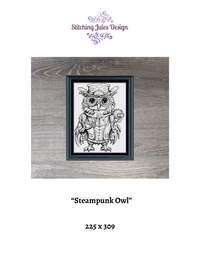 Thumbnail for Stitching Jules Design Cross Stitch Pattern Steampunk Monochrome Owl Counted Cross Stitch Pattern | Instant Download PDF