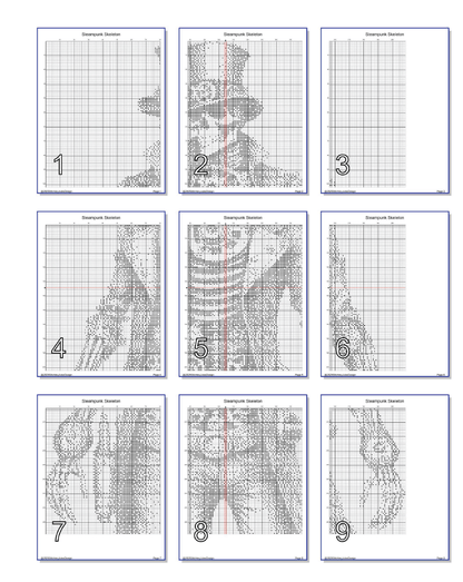 Stitching Jules Design Cross Stitch Pattern Steampunk Skeleton Halloween Cool Gothic Counted Cross Stitch Pattern Digital Download