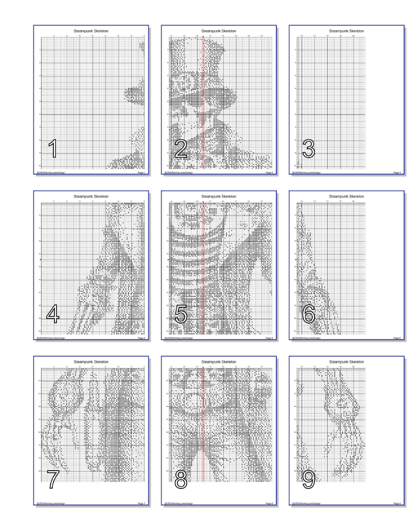 Stitching Jules Design Cross Stitch Pattern Steampunk Skeleton Halloween Cool Gothic Counted Cross Stitch Pattern Digital Download