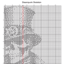 Thumbnail for Stitching Jules Design Cross Stitch Pattern Steampunk Skeleton Halloween Cool Gothic Counted Cross Stitch Pattern Digital Download