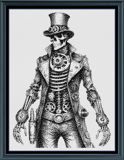 Stitching Jules Design Cross Stitch Pattern Steampunk Skeleton Halloween Cool Gothic Counted Cross Stitch Pattern Digital Download