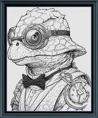 Thumbnail for Stitching Jules Design Cross Stitch Pattern Steampunk Turtle Counted Cross-Stitch Monochrome Pattern | Instant Download PDF