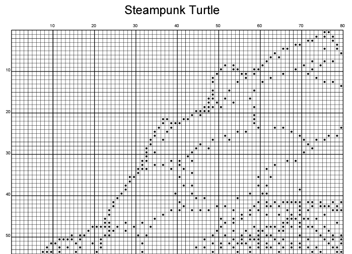 Stitching Jules Design Cross Stitch Pattern Steampunk Turtle Counted Cross-Stitch Monochrome Pattern | Instant Download PDF