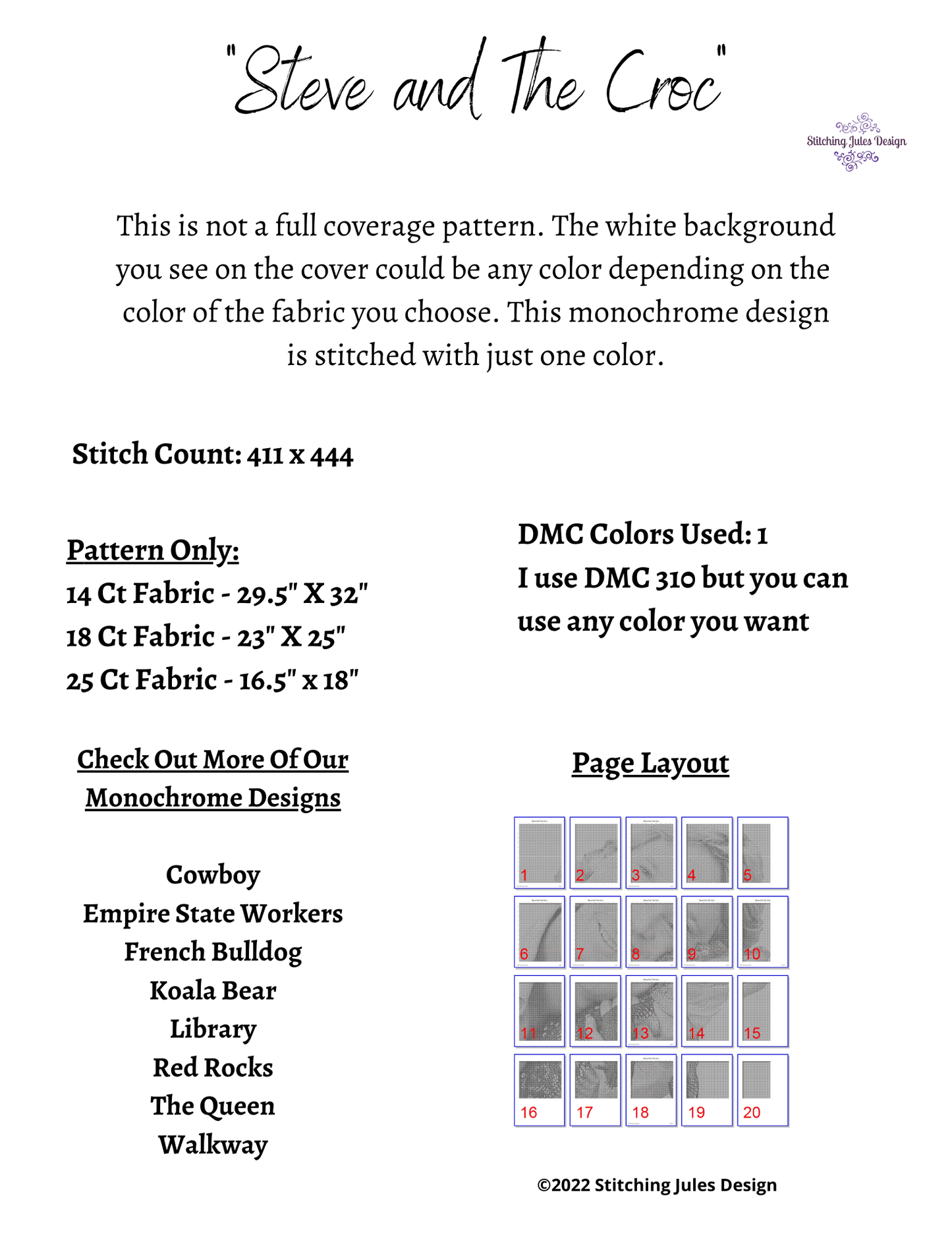 Stitching Jules Design Cross Stitch Pattern Steve Irwin Australian Crocodile Monochrome Cross Stitch Needlepoint Embroidery Pattern - Instant Download - Pattern Keeper Ready