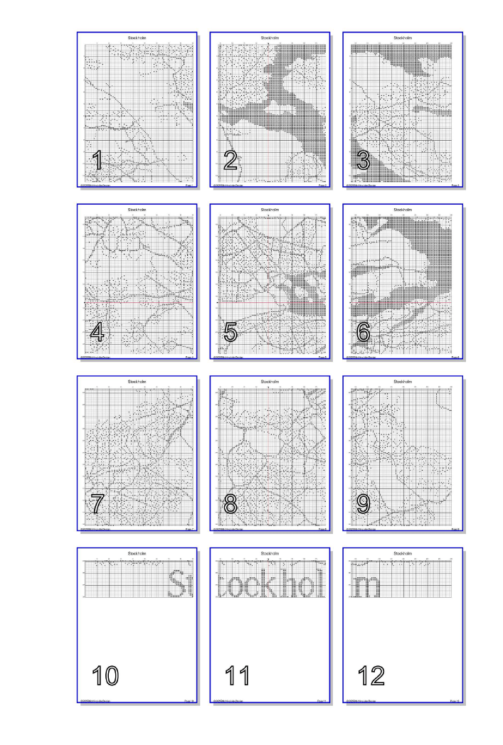 Stitching Jules Design Cross Stitch Pattern Stockholm Sweden City Street Map Monochrome Counted Cross Stitch Pattern (Digital Download)