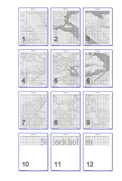 Stitching Jules Design Cross Stitch Pattern Stockholm Sweden City Street Map Monochrome Counted Cross Stitch Pattern (Digital Download)