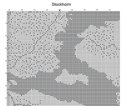 Stitching Jules Design Cross Stitch Pattern Stockholm Sweden City Street Map Monochrome Counted Cross Stitch Pattern (Digital Download)