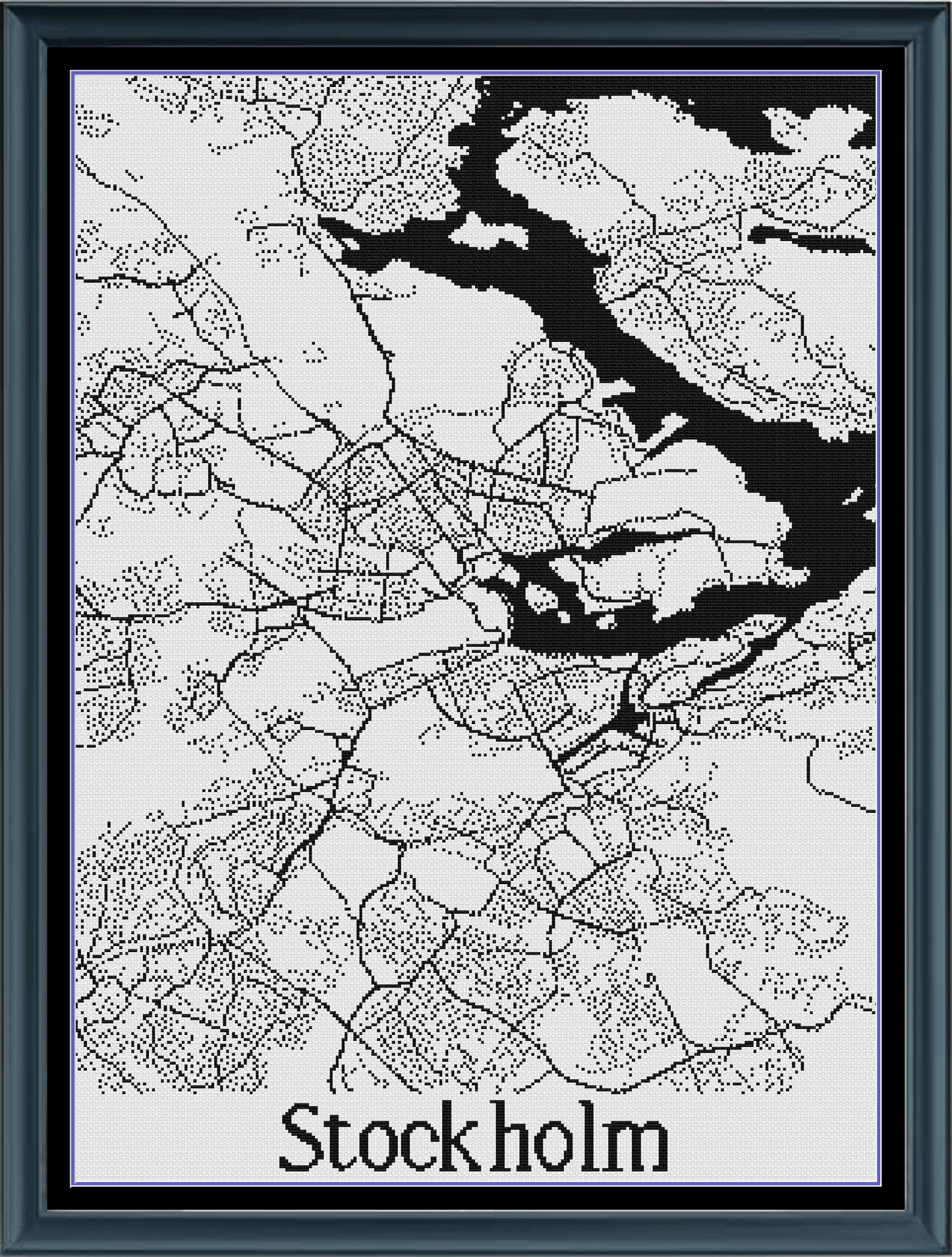 Stitching Jules Design Cross Stitch Pattern Stockholm Sweden City Street Map Monochrome Counted Cross Stitch Pattern (Digital Download)