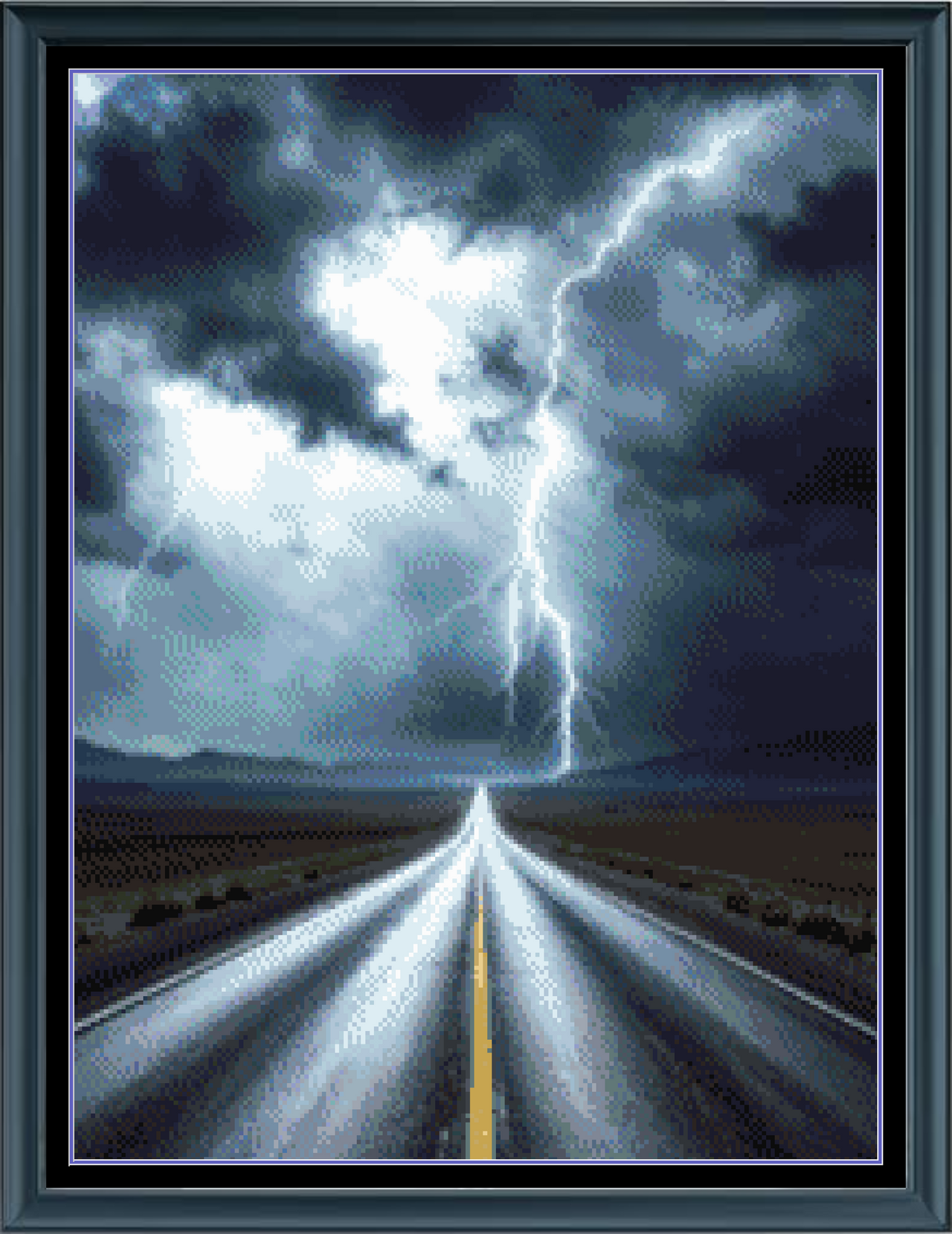 Stitching Jules Design Cross Stitch Pattern Storm Lightning Road Landscape Full Coverage Counted Cross Stitch Pattern Digital Download