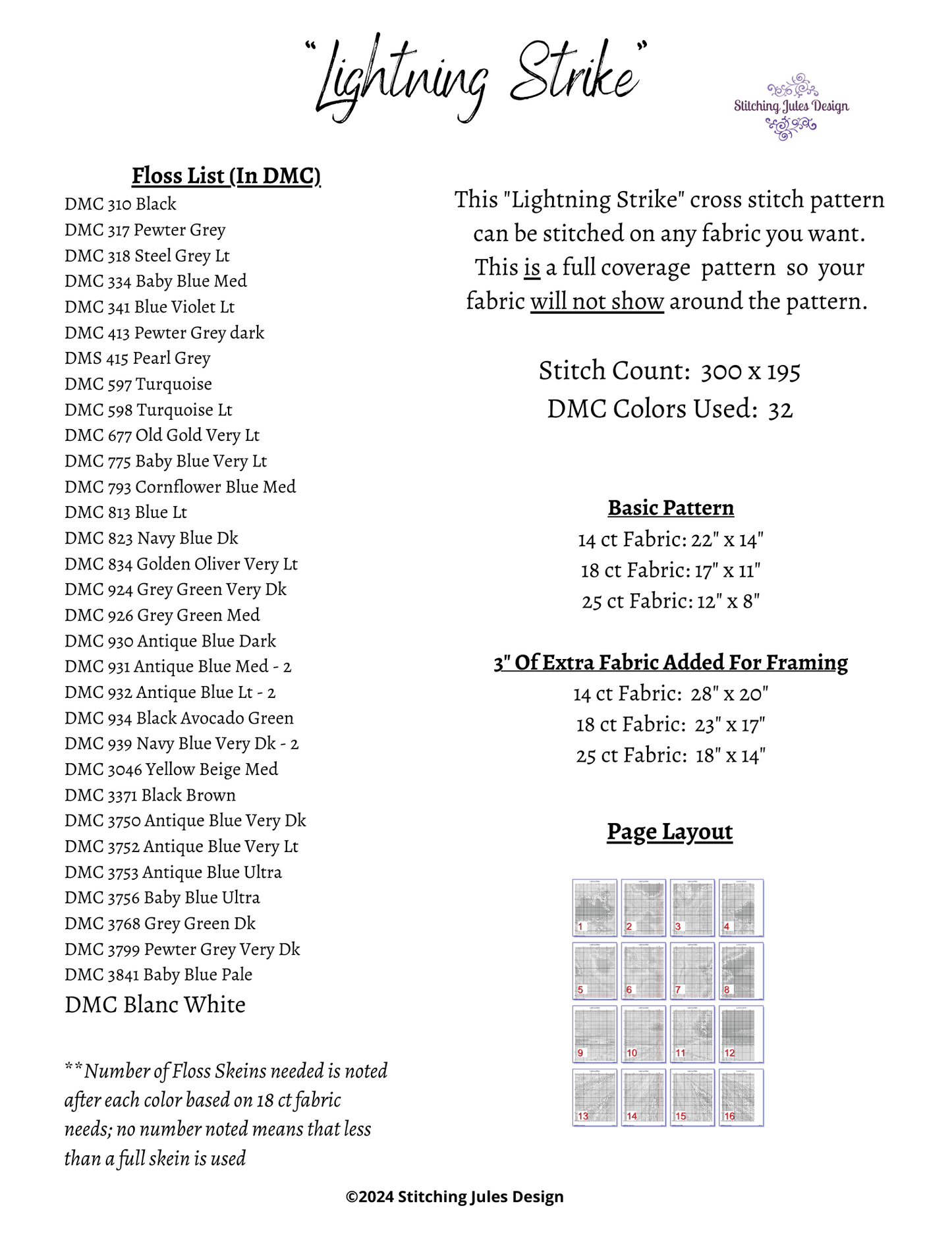 Stitching Jules Design Cross Stitch Pattern Storm Lightning Road Landscape Full Coverage Counted Cross Stitch Pattern Digital Download