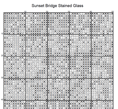 Stitching Jules Design Cross Stitch Pattern Summer Bridge Sunset Geometric Stained Glass Full Coverage Counted Cross Stitch Pattern Digital Download