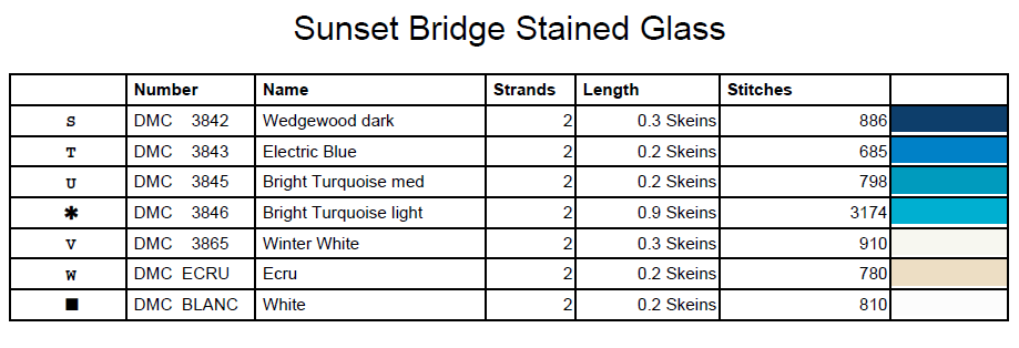 Stitching Jules Design Cross Stitch Pattern Summer Bridge Sunset Geometric Stained Glass Full Coverage Counted Cross Stitch Pattern Digital Download