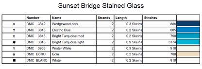 Stitching Jules Design Cross Stitch Pattern Summer Bridge Sunset Geometric Stained Glass Full Coverage Counted Cross Stitch Pattern Digital Download