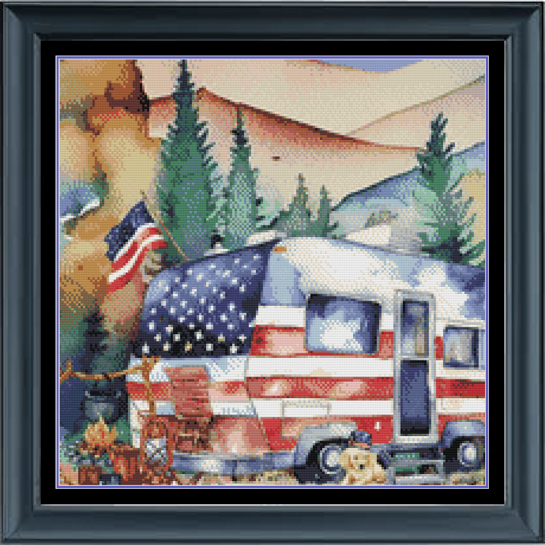 Stitching Jules Design Cross Stitch Pattern Summer Vacation American Camping Cross Stitch Pattern | Instant PDF Download