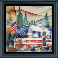 Thumbnail for Stitching Jules Design Cross Stitch Pattern Summer Vacation American Camping Cross Stitch Pattern | Instant PDF Download