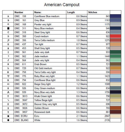 Stitching Jules Design Cross Stitch Pattern Summer Vacation American Camping Cross Stitch Pattern | Instant PDF Download