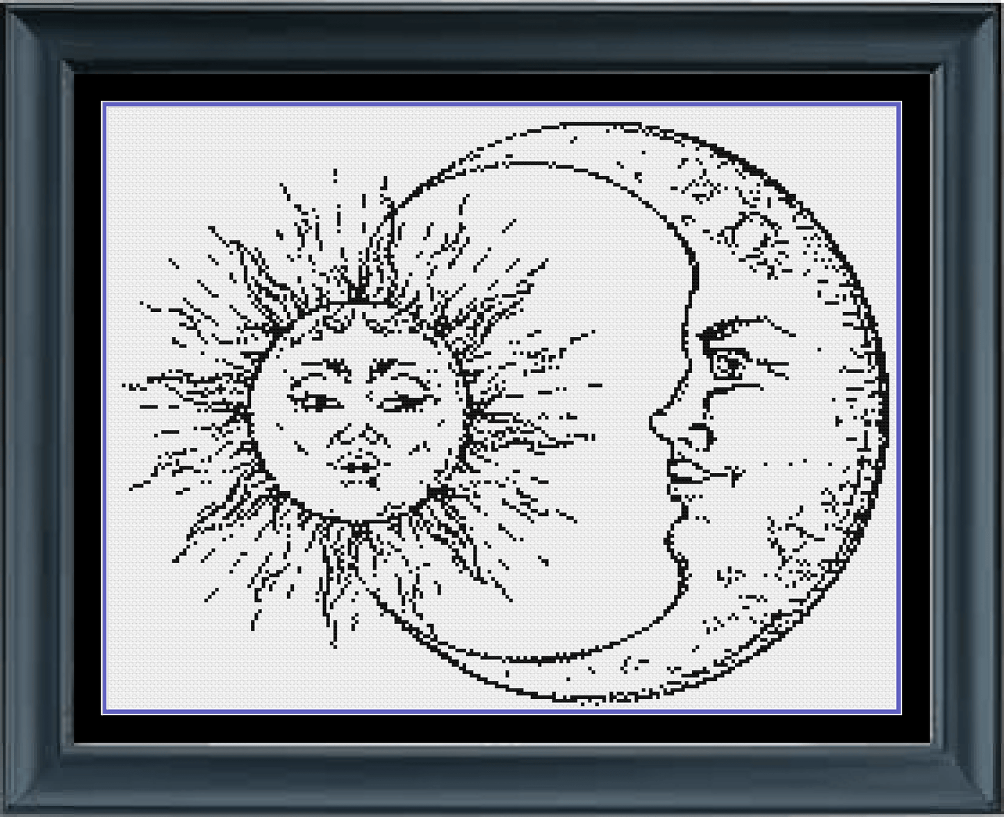 Stitching Jules Design Cross Stitch Pattern Instant PDF Download - $10 Sun And Moon Cross Stitch Pattern | Astronomy Trophy Cross Stitch Pattern | Blackwork | Instant PDF Download And Physical Pattern Options