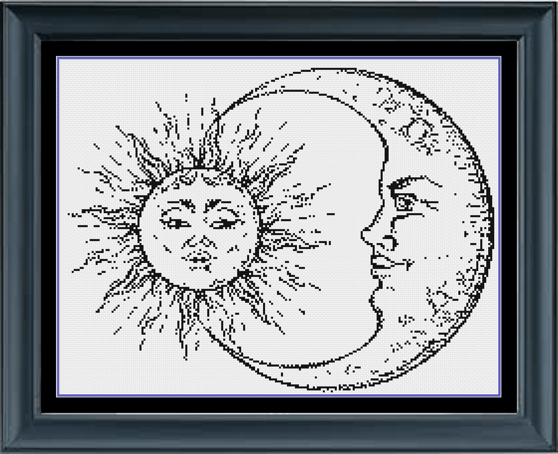 Stitching Jules Design Cross Stitch Pattern Instant PDF Download - $10 Sun And Moon Cross Stitch Pattern | Astronomy Trophy Cross Stitch Pattern | Blackwork | Instant PDF Download And Physical Pattern Options
