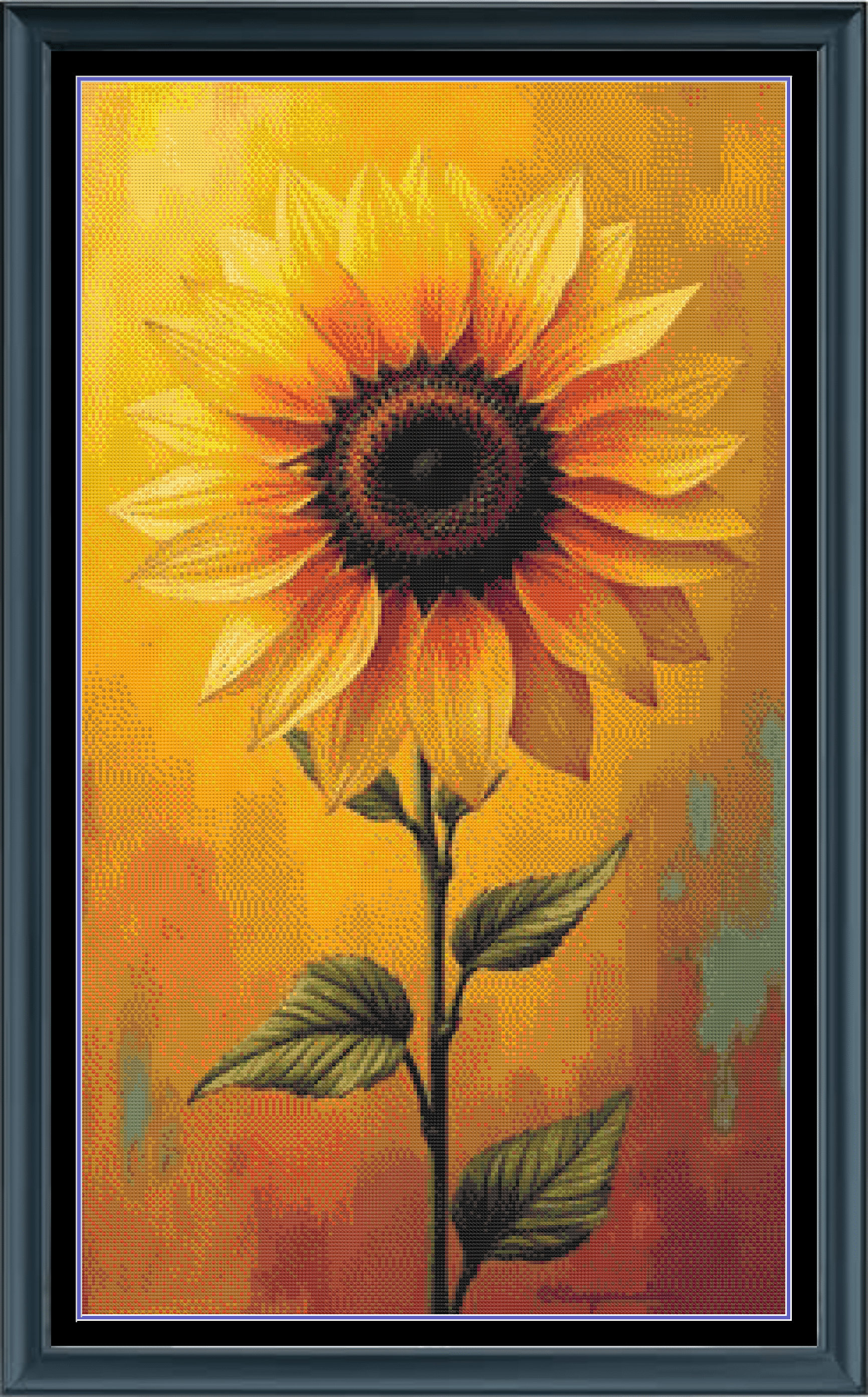 Stitching Jules Design Cross Stitch Pattern Sunflower Floral Large Full Coverage Counted Cross Stitch Pattern (Digital Download)