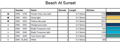 Stitching Jules Design Cross Stitch Pattern Sunset Beach Tropical Island Stained Glass Full Coverage Counted Cross Stitch Pattern Digital Download