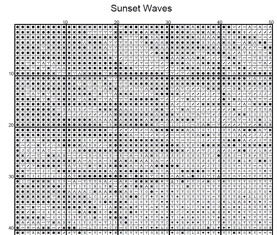 Stitching Jules Design Cross Stitch Pattern Sunset Ocean Waves Stained Glass Full Coverage Counted Cross Stitch Pattern