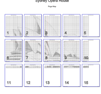Stitching Jules Design Cross Stitch Pattern Sydney Opera House Monochrome Counted Cross-Stitch Pattern (Digital Download)